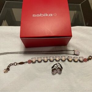Sabika iridescent Set~ Necklace Bracelet Earrings ~ New W/ Box & Bags